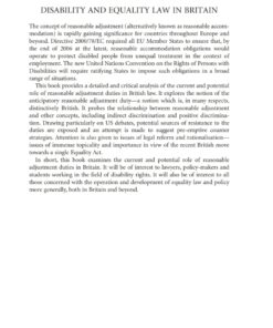 Disability and Equality Law in Britain: The Role of Reasonable Adjustment ebook