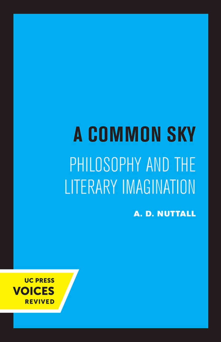 A Common Sky: Philosophy and the Literary Imagination ebook