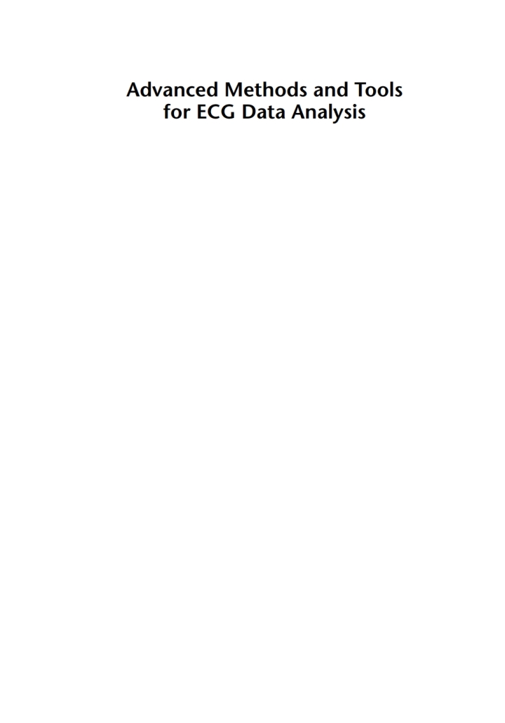 Advanced Methods and Tools for ECG Data Analysis ebook