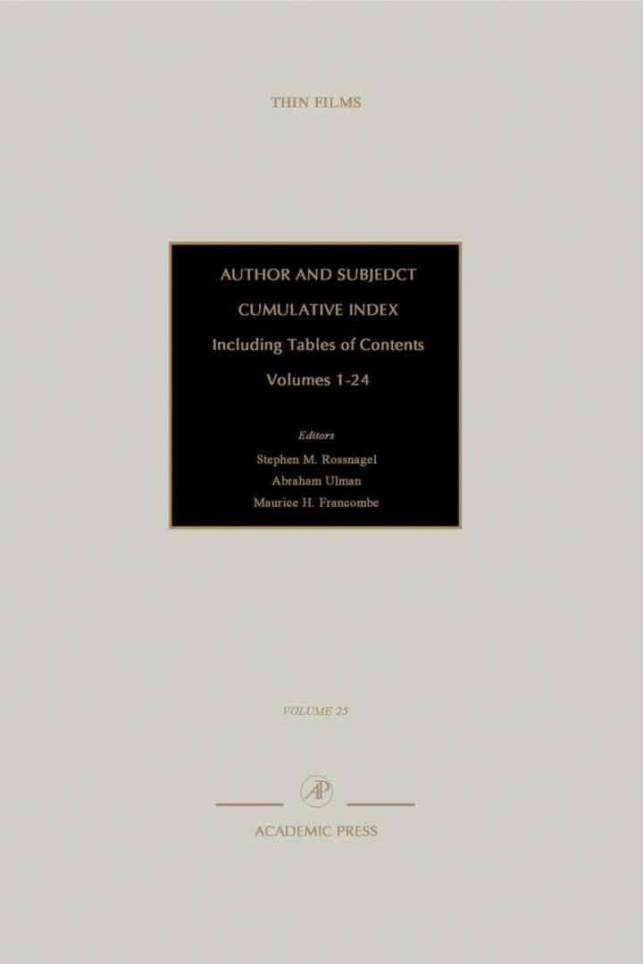 Author and Subject Cumulative Index, Including Tables of Contents: Subject and Author Cumulative Index, Volumes 1-24 ebook