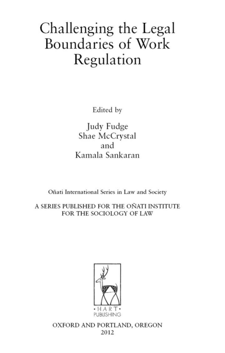 Challenging the Legal Boundaries of Work Regulation: Politics, Culture and Control ebook