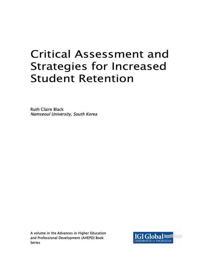 Critical Assessment and Strategies for Increased Student Retention ebook