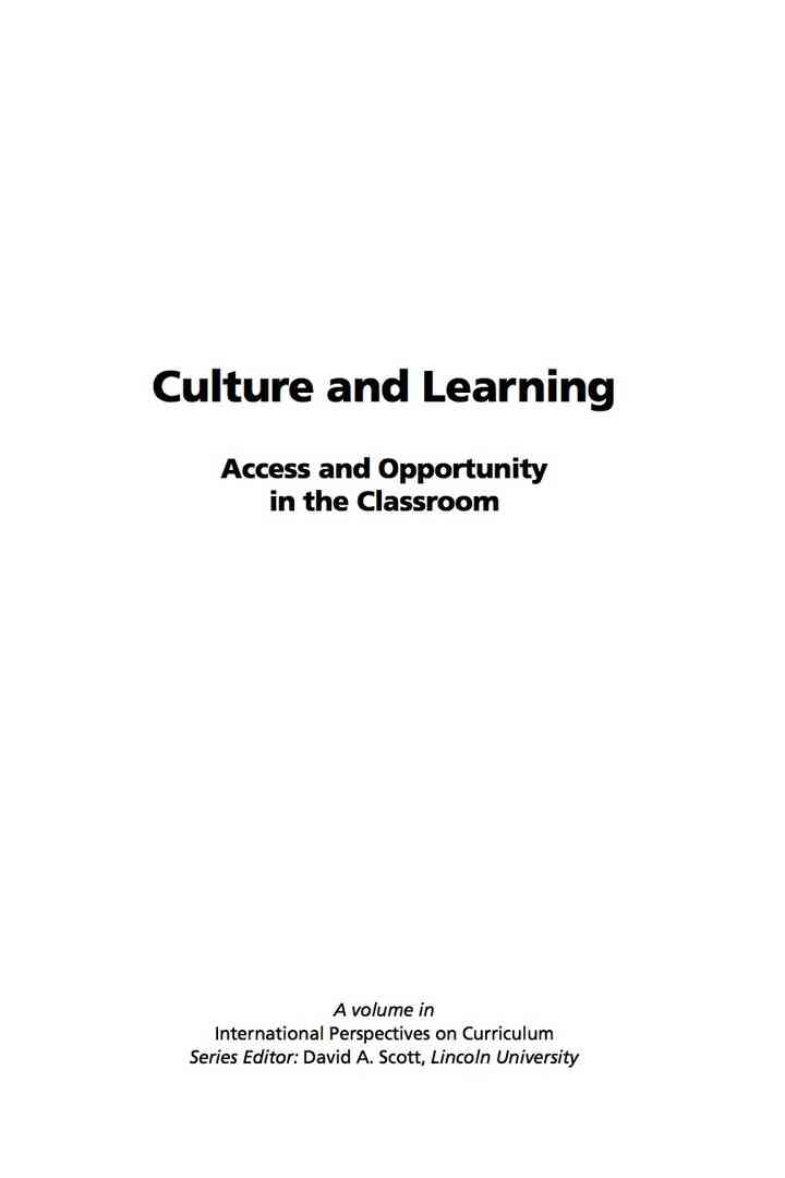 Culture and Learning: Access and Opportunity in the Classroom ebook