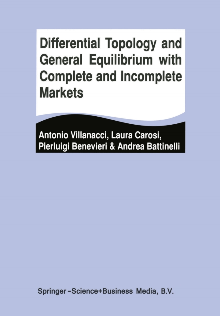 Differential Topology and General Equilibrium with Complete and Incomplete Markets ebook