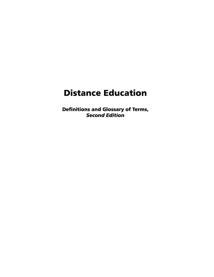 Distance Education: Definition and Glossary of Terms ebook