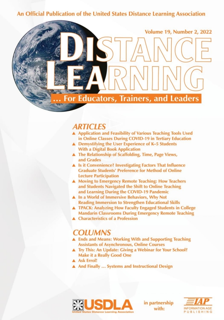 Distance Learning: Volume 19 #2 ebook