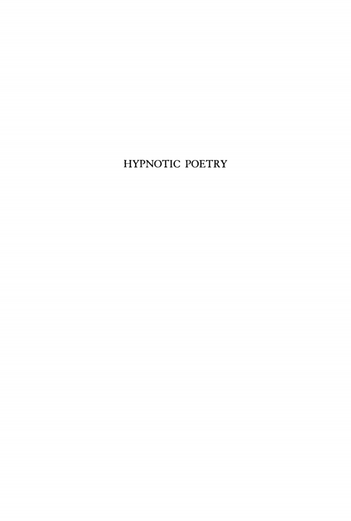 Hypnotic Poetry: A Study of Trance-Inducing Technique in Certain Poems and Its Literary Significance ebook