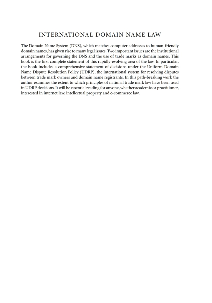 International Domain Name Law: ICANN and the UDRP ebook