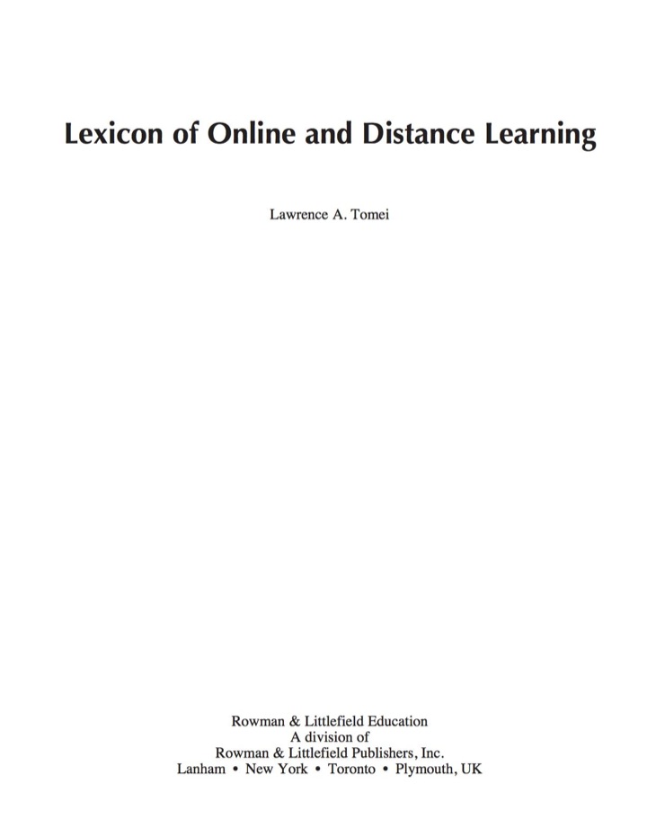 Lexicon of Online and Distance Learning ebook
