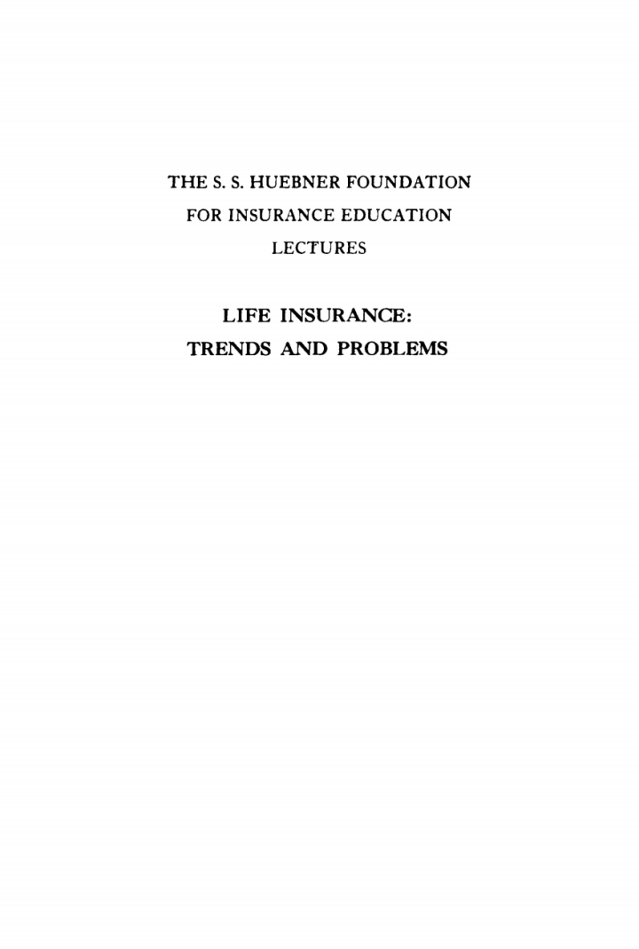 Life Insurance: Trends and Problems ebook