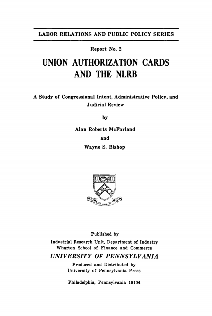 Union Authorization Cards and the NLRB: A Study of Congressional Intent, Administrative Policy, and Judicial Review ebook