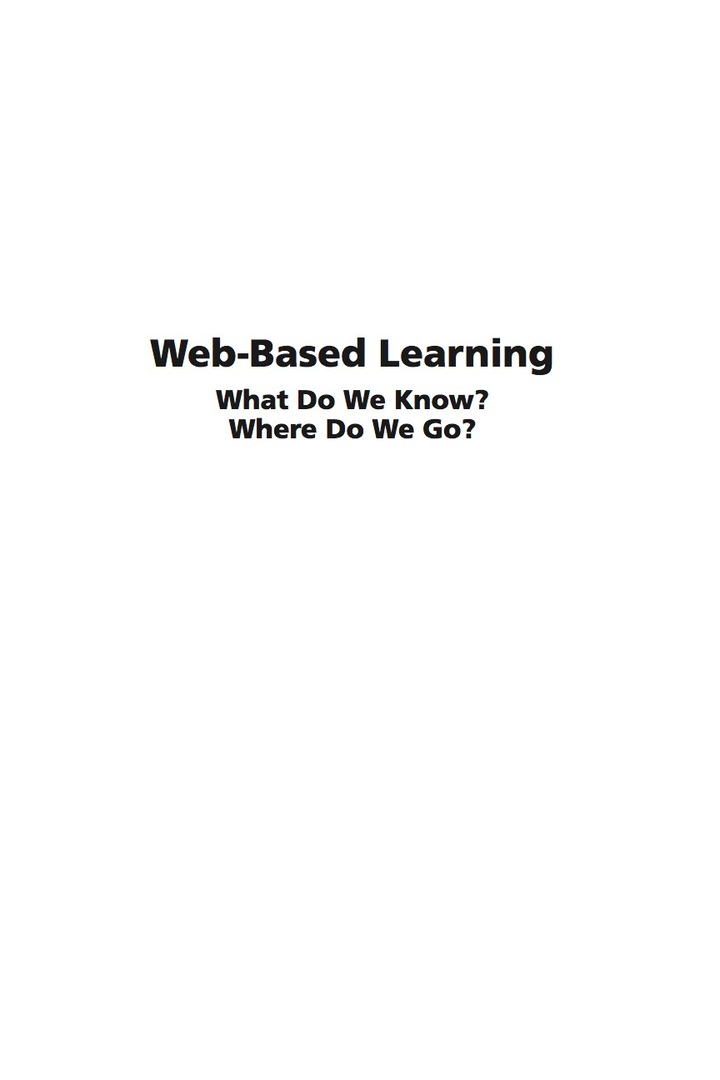Web Based Learning: What do we know? Where do we go? ebook