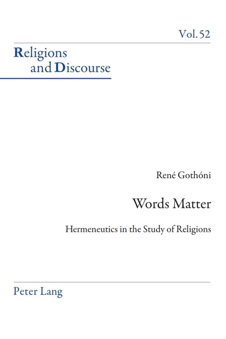 Words Matter: Hermeneutics in the Study of Religions ebook