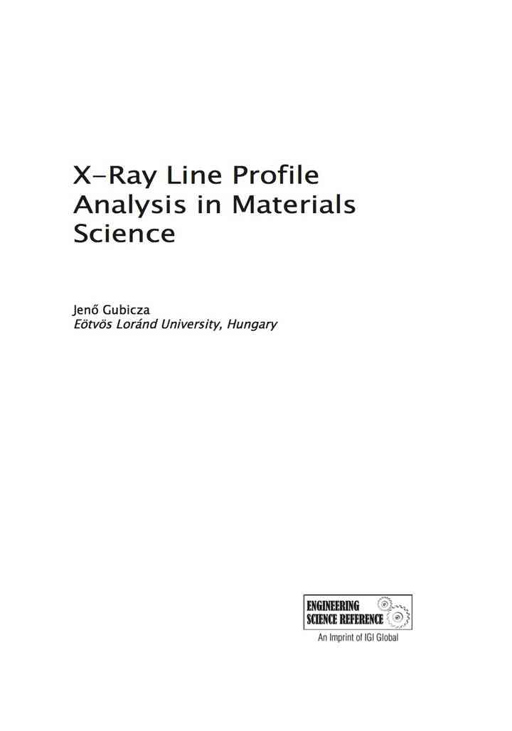 X-Ray Line Profile Analysis in Materials Science ebook