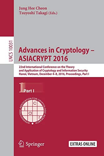 Advances in Cryptology – ASIACRYPT 2016 ebook