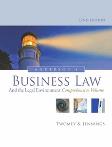 Anderson?s Business Law and the Legal Environment, Comprehensive Volume 22nd by David P. Twomey ebook